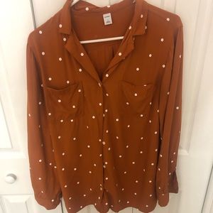 Orange Polka-dot Button Down